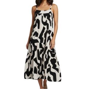 Abel The Label Anthropologie Black and Off White Abstract Maxi Dress Size XS